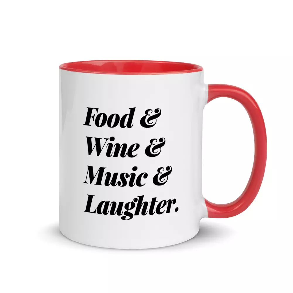 Pag's Logo with Food & Wine & Music & Laughter - Mug with Color Inside -  Pagliacci's