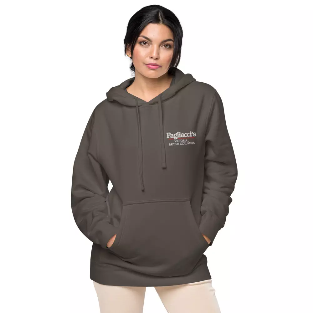 Unisex pigment dyed hoodie embroidered logo - Pagliacci's